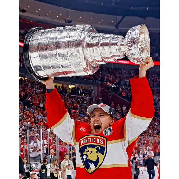 Gustav Forsling Florida Panthers Unsigned 2024 Stanley Cup Champions Raising Cup Photograph