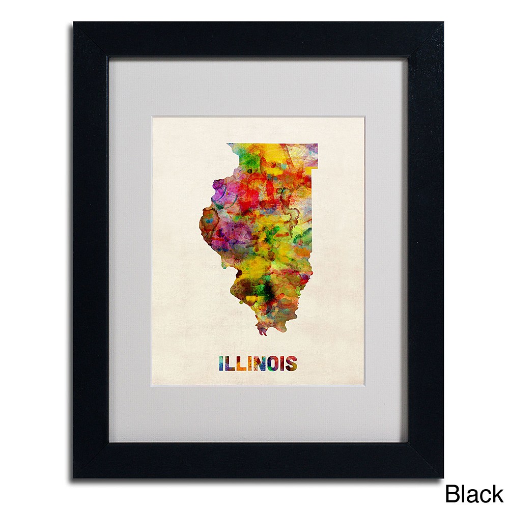 Trademark Fine Art 'Illinois Map' 16' x 20' Wood Frame Art