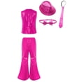 thumbnail image 2 of TiaoBug Kids Boys Girls Latin Jazz Dance Costume Sequins Waistcoat with Flared Pants Hat Bowtie Necktie Hot Pink 5-6, 2 of 5
