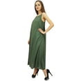thumbnail image 4 of Bimba Women Casual Sage Green Cotton Modal Spaghetti Strap Dress With Scarf - 26, 4 of 5