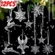thumbnail image 2 of 12/2 piezas de adornos navideños de acrílico transparente con forma de copo de nieve y carámbanos para árbol de Navidad, adornos colgantes para fiestas de invierno, 2 of 5