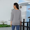 thumbnail image 6 of YDKZYMD 3/4 Sleeve T Shirt Women Trendy V Neck Shirts Fashion Elbow Sleeve Tops Solid Color Casual Fitting Petite Three Quarter Sleeve Loose Fit T Shirts Light Gray M, 6 of 6