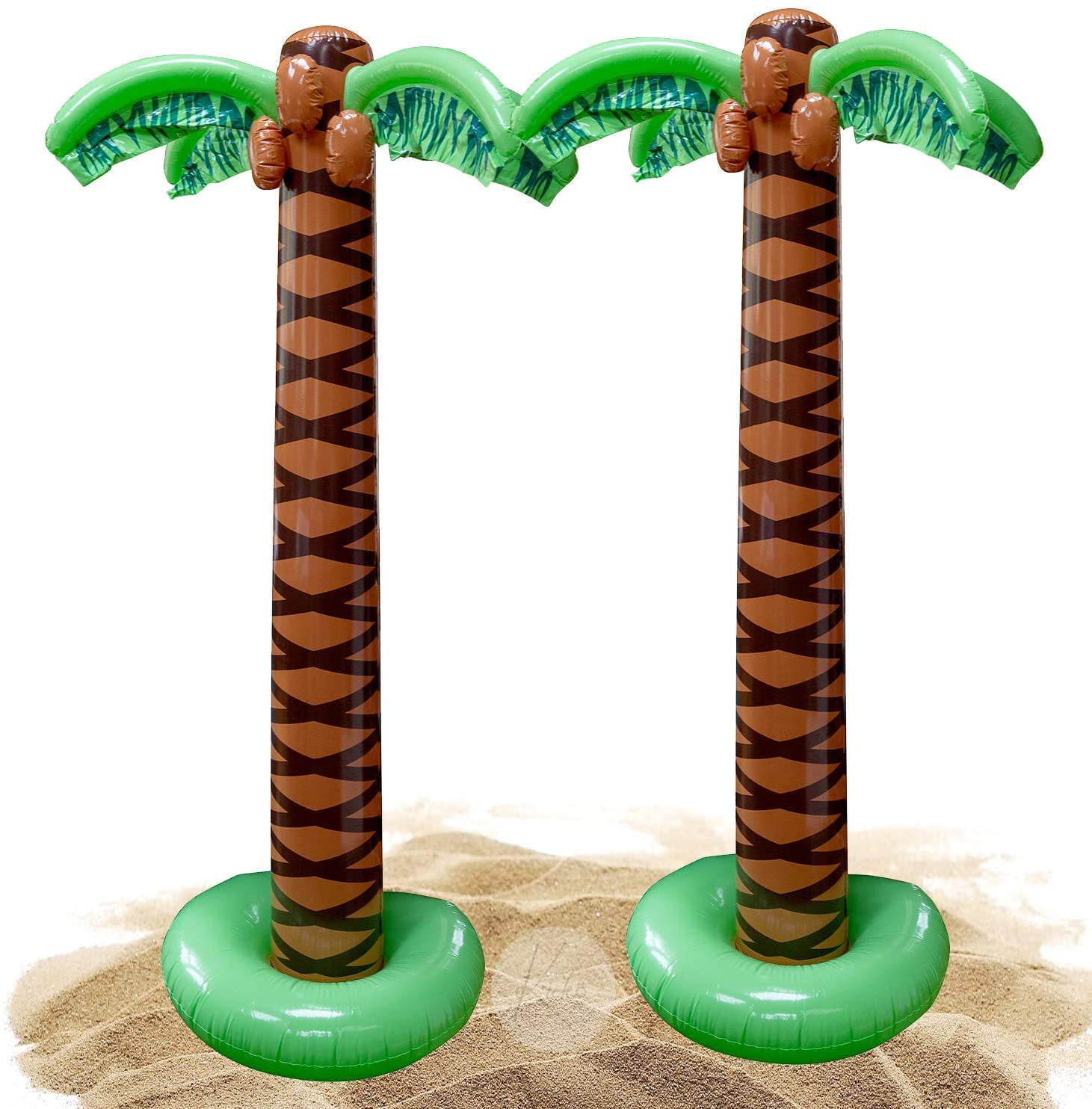 2 Pack Inflatable Palm Tree Beach Pool Toys for Tropical Hawaiian Luau Party Summer Pool Beach Party Outdoor Indoor Decorations 