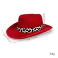 thumbnail image 3 of Quealent Kids' Cow Western Cowboy Cowgirl Hat Wide Brim Felt Vintage Fedora Strap Outdoor Sun Hat (Pink, 3-15 Years), 3 of 8