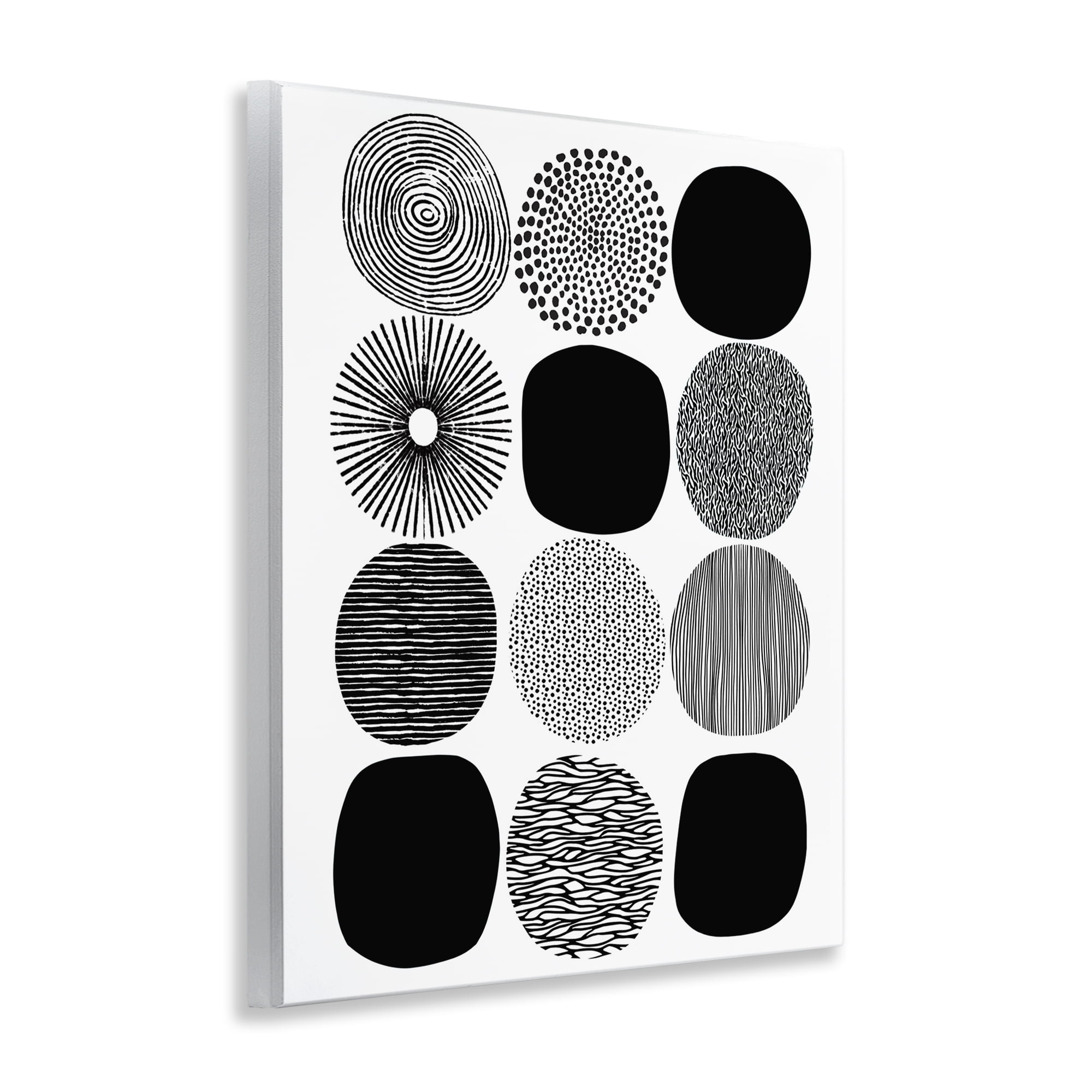 Stupell Industries Black & White Pattern Circles Abstract Painting Unframed Art Print Wall Art, 11 x 14