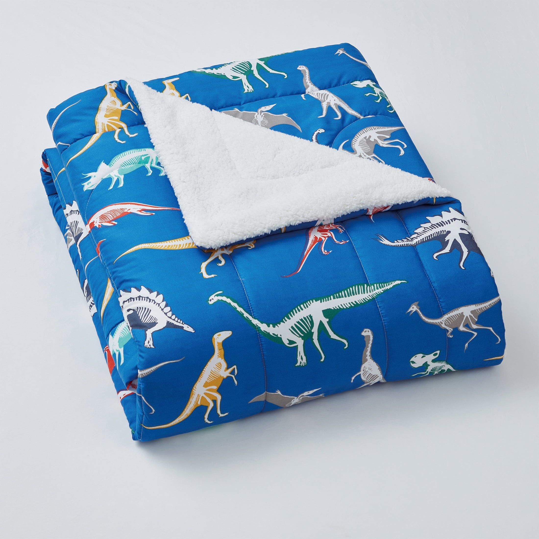 Your Zone Kids Dino 3-Piece Grey Dino Print Polyester Bedding Set, Twin