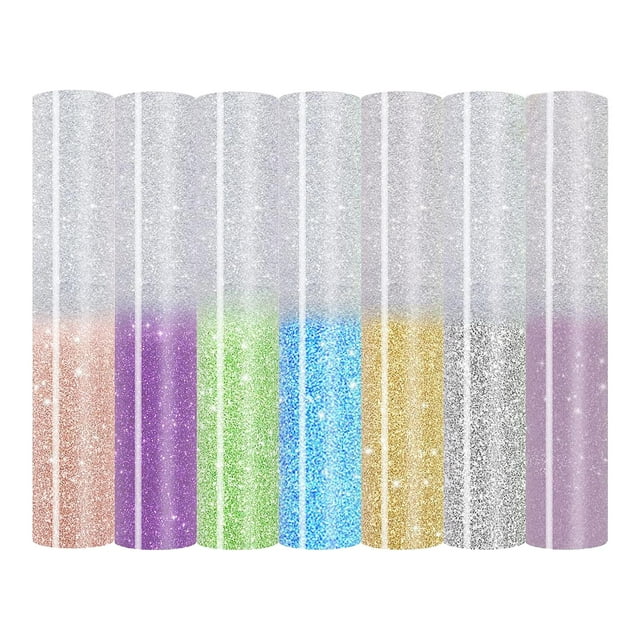 simhoa 7Pcs Heat Transfer Vinyl Roll Easy to Cut for Printing Clothing Gift Fabrics with glitter
