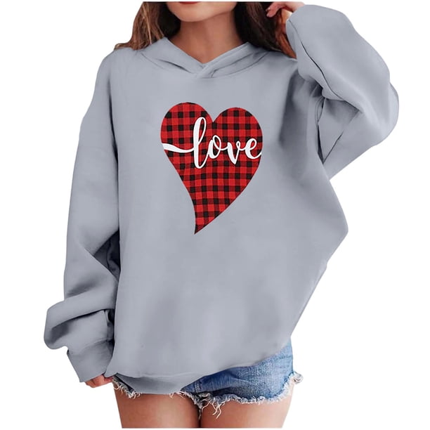 Sudadera con capucha y estampado de corazón de San Valentín, sudadera de manga larga para niños y niñas, chaqueta para niñas de talla mediana y grande.