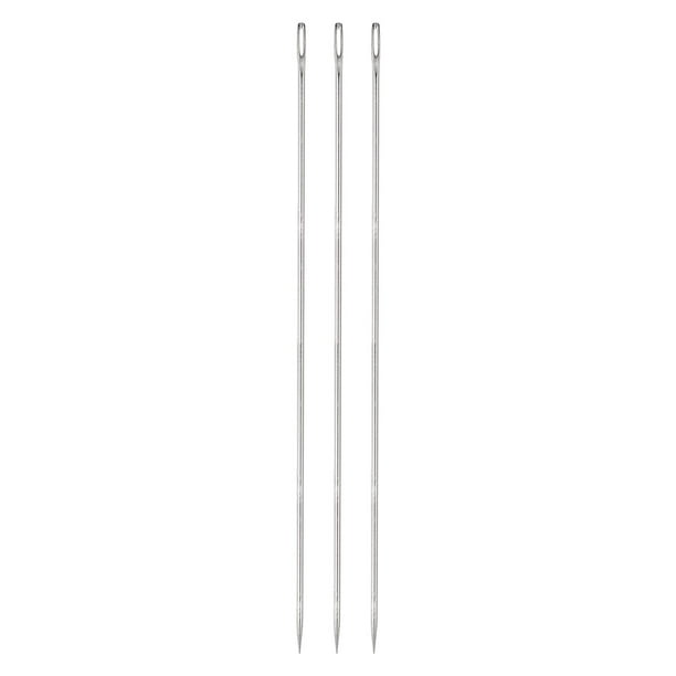Uxcell 3PCS Aguja de tapicería de gran ojo extra larga de 10 pulgadas Agujas de coser rectas Agujas de mano fáciles de enhebrar