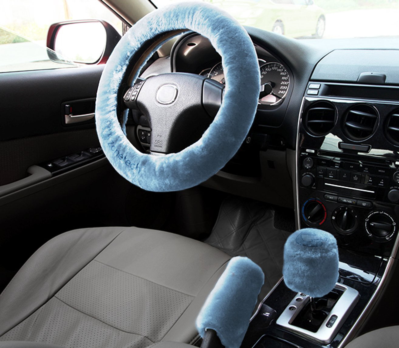 HAOKAY Luxurious Soft Plush Winter Steering Wheel Cover with Universal Size 15 Inches RED 