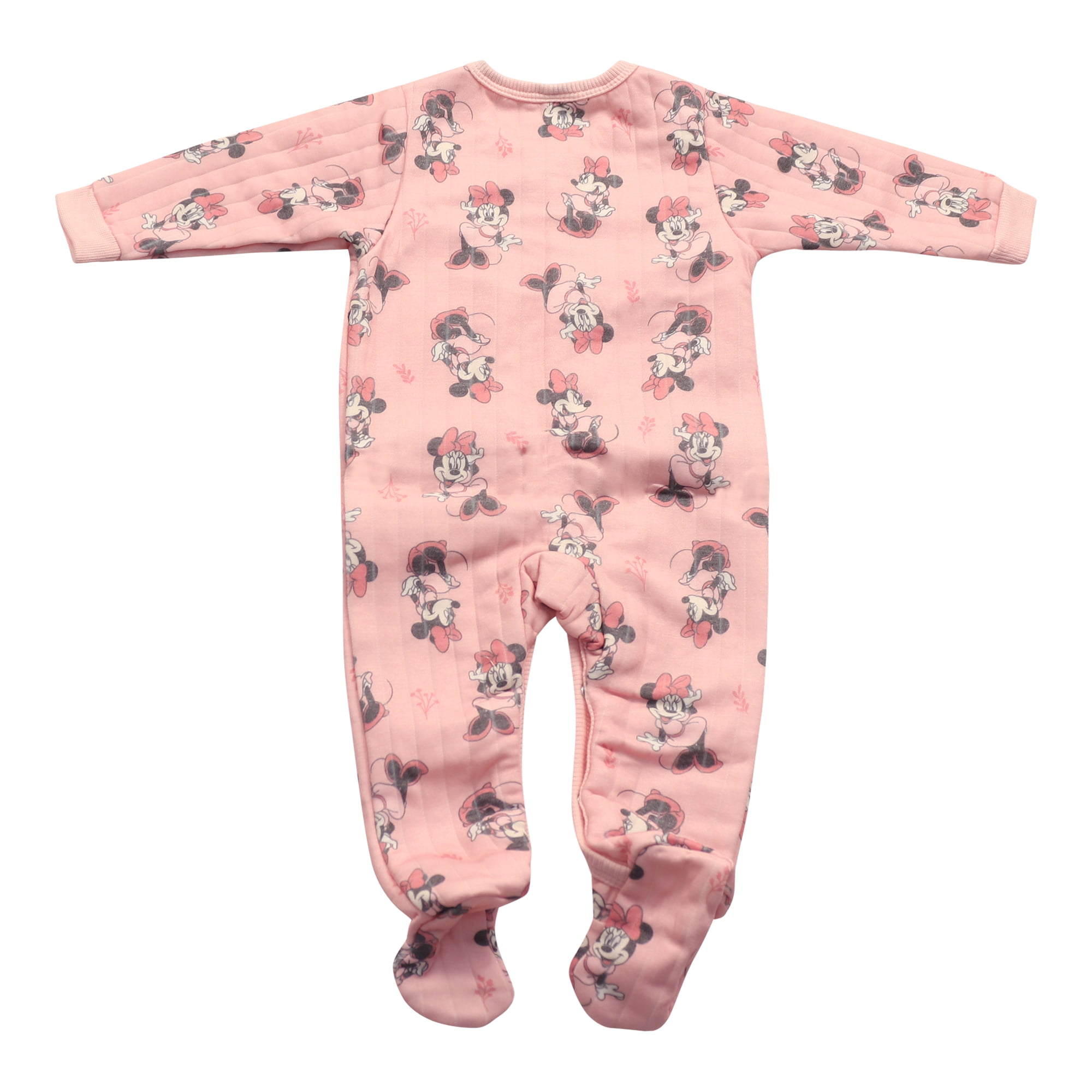 Disney Clothes Baby Girls 2-Pack Quilted Footie Coveralls - Minnie Mouse, Princess Cinderella and Tiana Bodysuits (0/3M-6/9M)