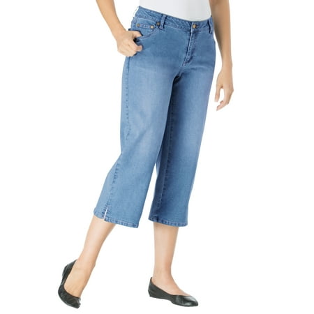 Woman Within Women's Plus Size Petite Tummy Tamer Capri Jean