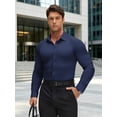 thumbnail image 6 of Youclos Men’s Solid Long Sleeve Button‑Up Dress Shirt, Stretch Wrinkle Resistant Slim Fit Shirt, 6 of 8