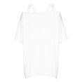 thumbnail image 6 of Fesfesfes Womens Oversized Tshirts Women's Summer Solid Short Sleeve Fragmented Flower Shoulder Strap Round Neck Tops Blouses Womens Tshirt 6XL(US:20), 6 of 6