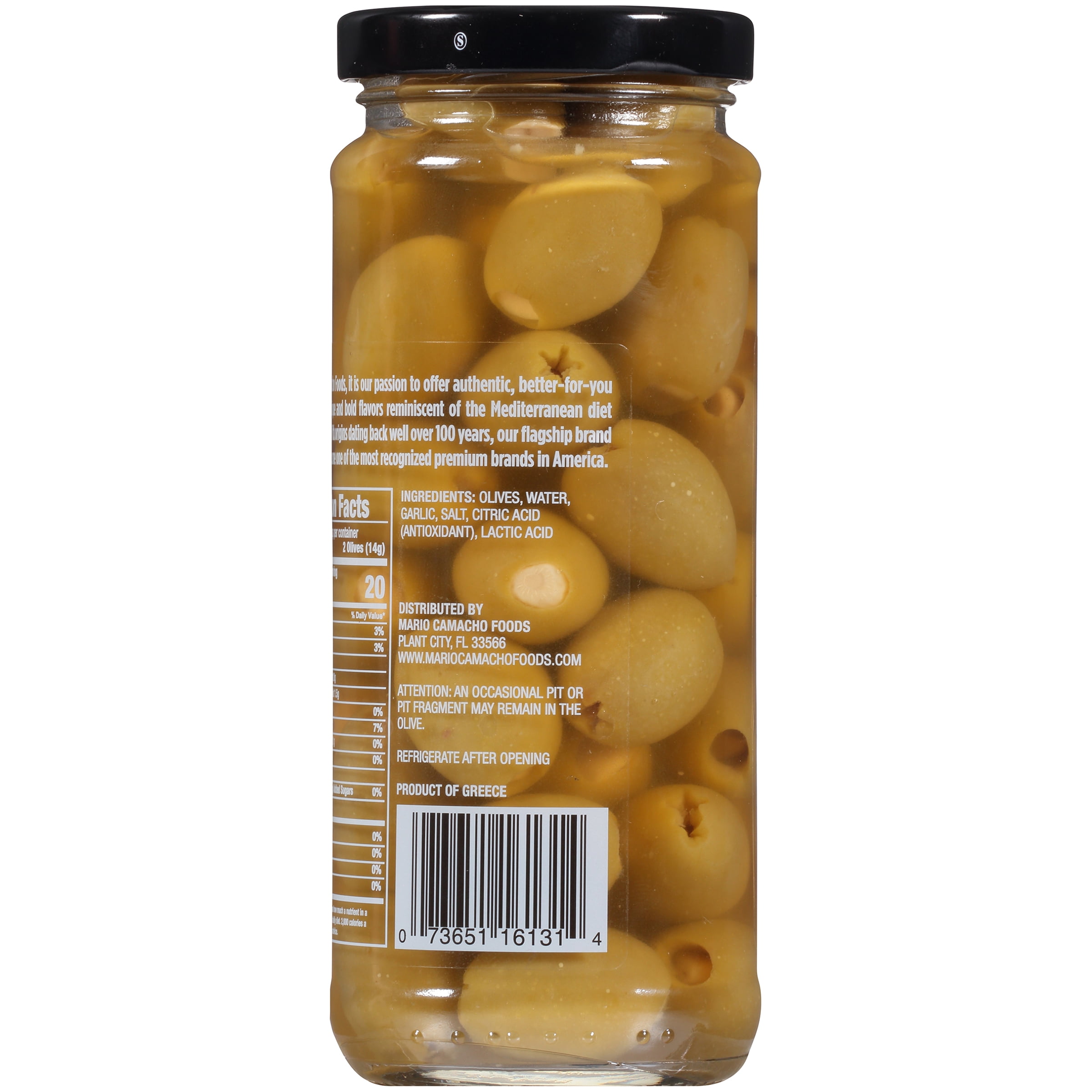 Mario Garlic Stuffed Green Olives, 7 oz Jar