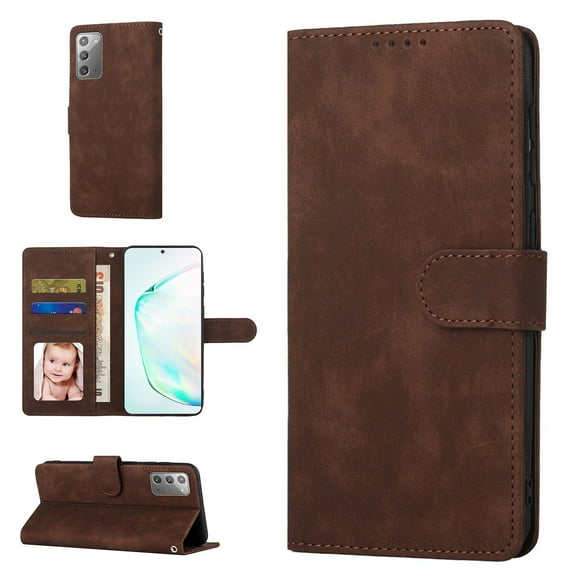 Wallet Case for Galaxy Note 20 Credit Card Holder,  [RFID Blocking] Soft inner Cover PU Leather With Strap Kickstand Magnetic Flip Folding Cover Compatible with Samsung Galaxy Note 20,Coffee
