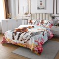 thumbnail image 2 of Erosebridal Ensembles de Courtepointe Cheval de Course pour Lit Format Grand, Ensemble de Couvre-Lit Fleurs de Cerisier Roses Grand, Ensemble de Literie Animal de Dessin Animé, Décoration de Chambre en Microfibre, 3 Pcs, 2 of 6