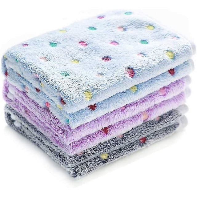 Manta de felpa ultra suave para perros y gatos, 3 piezas, lunares, tamaño mediano (76 x 52 cm)