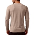 thumbnail image 4 of Men's Slim Fit Henley Shirts With Long Sleeves And Button Placket, Casual Basic Tees Featuring Solid Color Design Khaki XXXL, 4 of 5