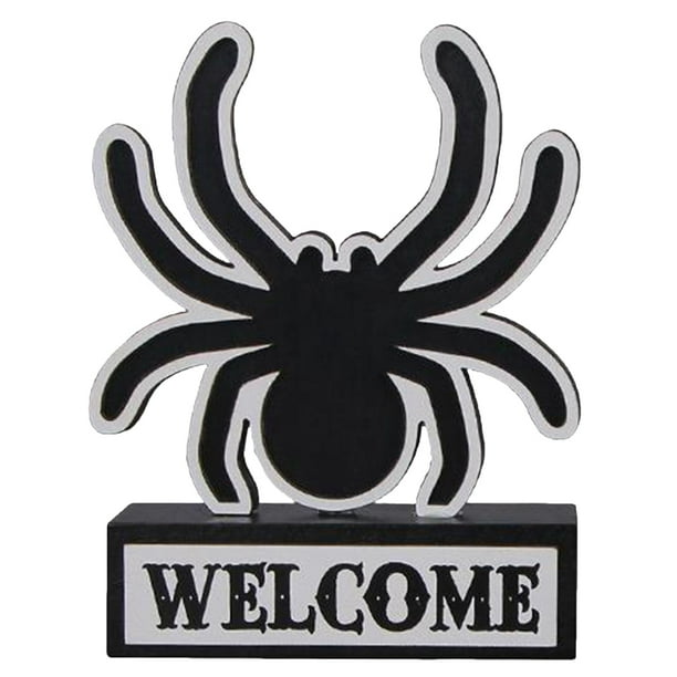 KAKOWELY Decoración de Halloween, escritorio, decoración de madera, adorno de araña de madera, decoración navideña