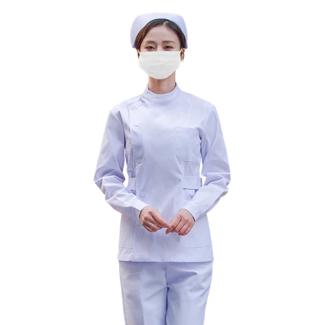 Uniformes de trabajo de enfermera para mujer manga larga cuello levantado Talla XL grueso