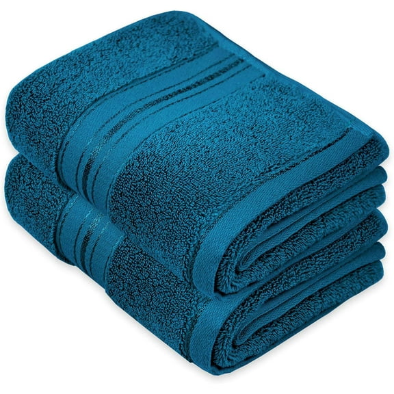 Cotton Hand Towel Thick Bathroom Hand Towels - 2 Pack (Peacock Blue), 13 x 28 Inches