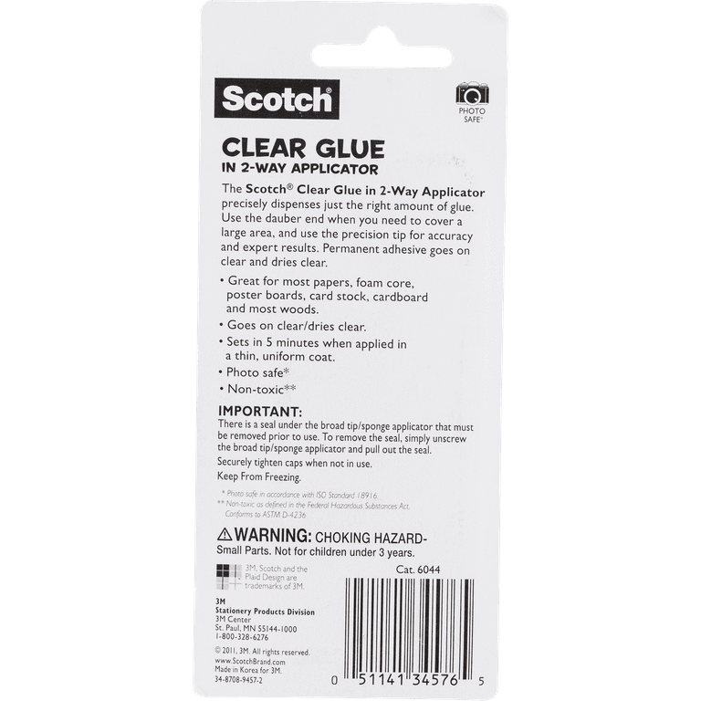 Scotch Scrapbook Glue w/2 Way Applicator, Clear, 1.6 oz 2 Pack