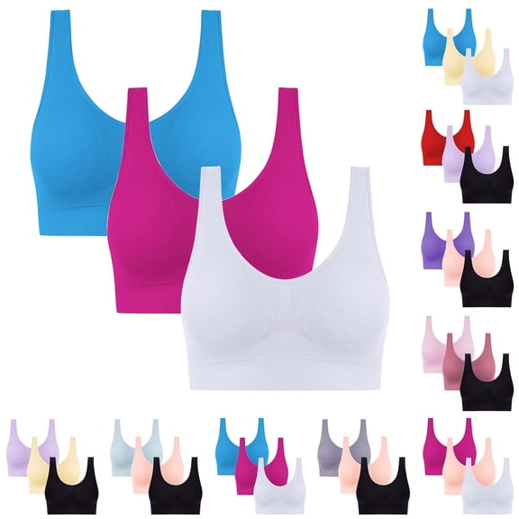 Aboser 3 Pack Seamless Bras for Women No Underwire Liftup Bras Comfortable Full Supportive Bralettes Comfort Soft Wirefree Pullover Bra Plus Size Everyday Bralette