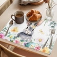 thumbnail image 3 of Easter Placemats Set&nbsp;of&nbsp;2 Watercolors Rabbits Flowers Eucalyptus Leaves Plants Heat Insulation Washable Place Mats, Non-Slip Table Mats for Dining Table Party Kitchen Decor,13x19 Inch, 3 of 8