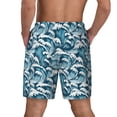 thumbnail image 2 of Lsque Mens Swim Trunks Ocean Waves Pattern - Bathing Suit Compression Liner - Beach Swim Shorts Swimwear - (S-3XL) - Stretch Quick Dry -3X-Large, 2 of 9