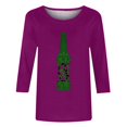 thumbnail image 4 of Pompotops T-Shirt d'Été Décontracté pour Femmes Imprimé Bière Col Rond Manches 3/4 Ample en Solde, 4 of 5