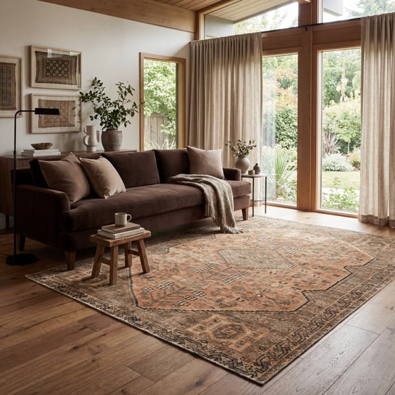 nuLOOM Daphine Medallion Washable Area Rug, 4' x 6', Brown