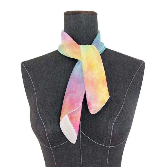 Square Scarf 24x24 Inch Pastel Rainbow Tie-dye Pattern Silky Satin Sun Protection Neck Scarf for Women Multi-Purpose Head Wrap Bandana for Hair Bag Decoration