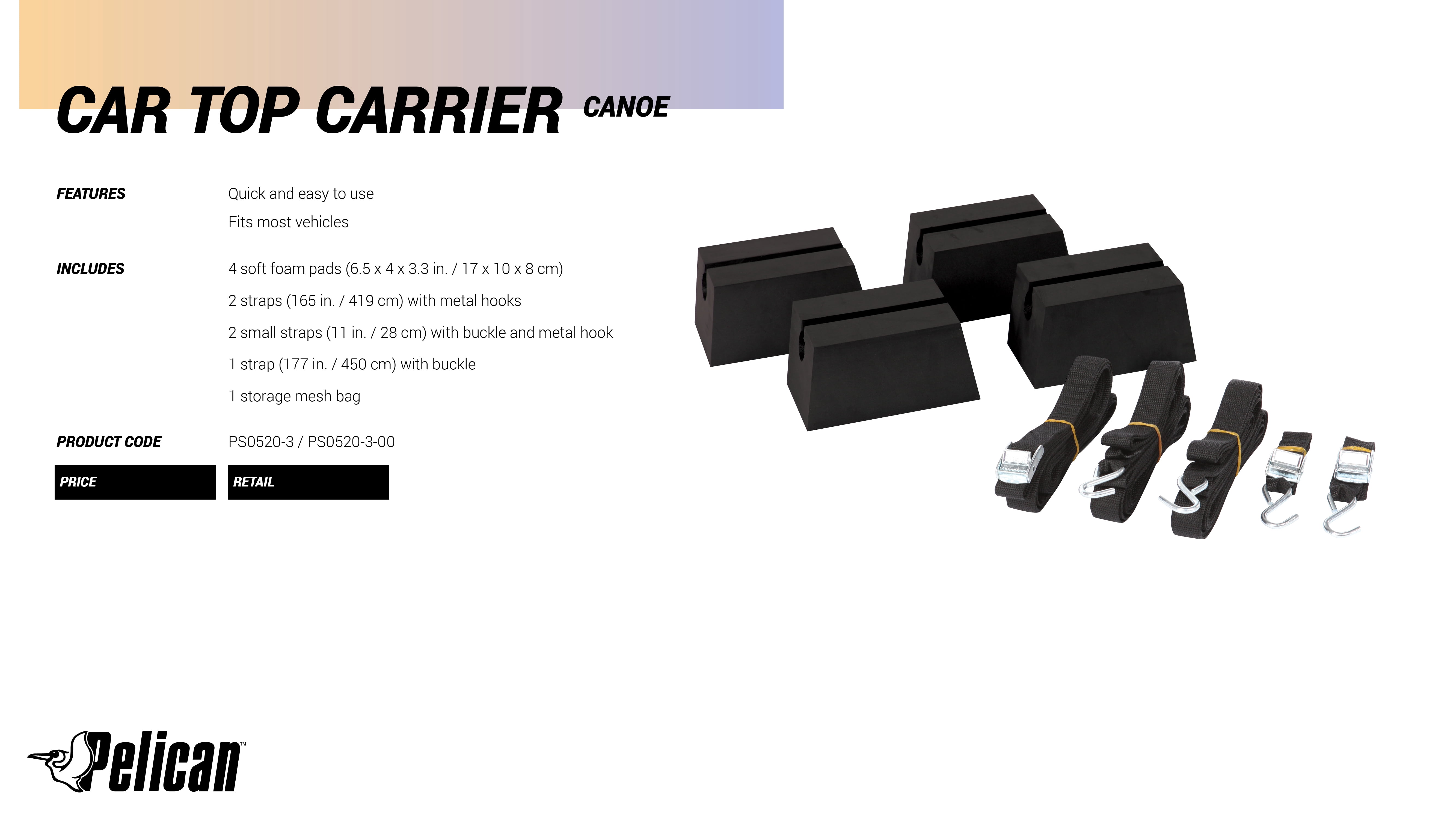 Pelican - Canoe Car-Top Carrier Kit - Black