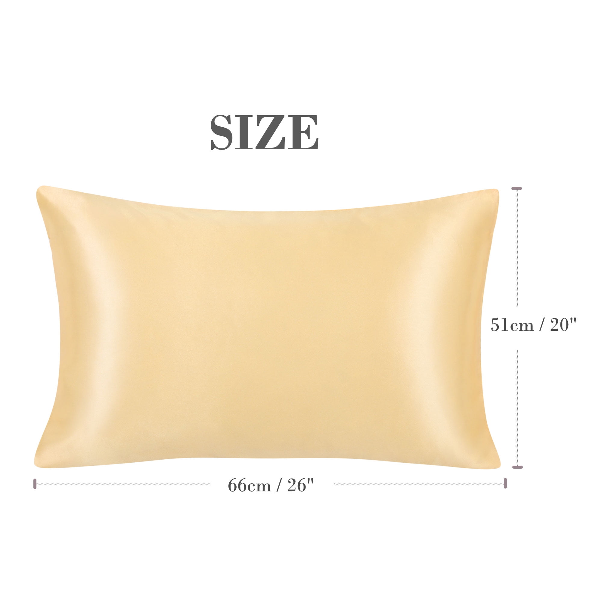 Unique Bargains Satin Envelope Closure Pillowcases Set of 2 Gold 20"x26"