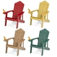 thumbnail image 1 of Costway Lot de 4 Chaises Adirondack de Patio en HIPS avec Porte-Gobelet, Résistantes aux Intempéries, Extérieur, 380 Lb, Teck&Vert&Jaune&Rouge, 1 of 2