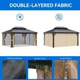 thumbnail image 5 of Dextrus 12x16ft Hardtop Gazebo Double Roof with Nettings and Curtains, Heavy Duty Galvanized Steel Outdoor Vertical Stripes Roof for Patio, Backyard, Deck, Lawns, Brown, 5 of 5