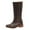 Coffee, variant on yocbz Work Boots Knee High Boots Women Square Toe Pull On Wide Calf Riding Fashion Buckles Chunky Casual Vintage Buckle Black,Size for US 7.5