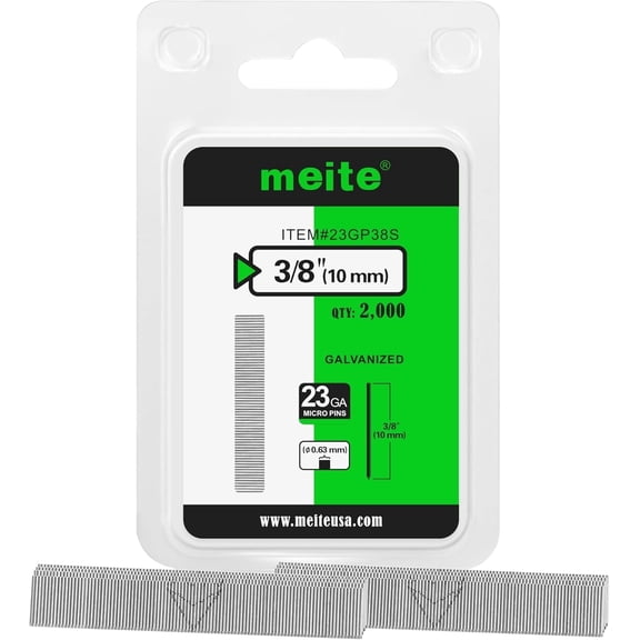 MEITE 23 Gauge Pin Nails Micro Headless Galvanized 2,000 Pcs 3/8 Inch Length