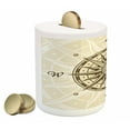 thumbnail image 2 of Compass Piggy Bank, Sun Motif Backdrop with Windrose Directions East West North South Navigation, Ceramic Coin Bank Money Box for Cash Saving, 3.6" X 3.2", Olive Green Beige, by Ambesonne, 2 of 4