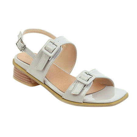 

Sentuca Patent Leather Faux Leather Low Heels Ladies Summer Sandals Size 35-43