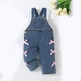 thumbnail image 4 of YunPes Toddler Girls Soft Denim Overalls Baby Cute Bowknot Baggy Jean Jumpsuits Oversized Wide Leg ROmper Denim Dungarees Trousers, 4 of 9
