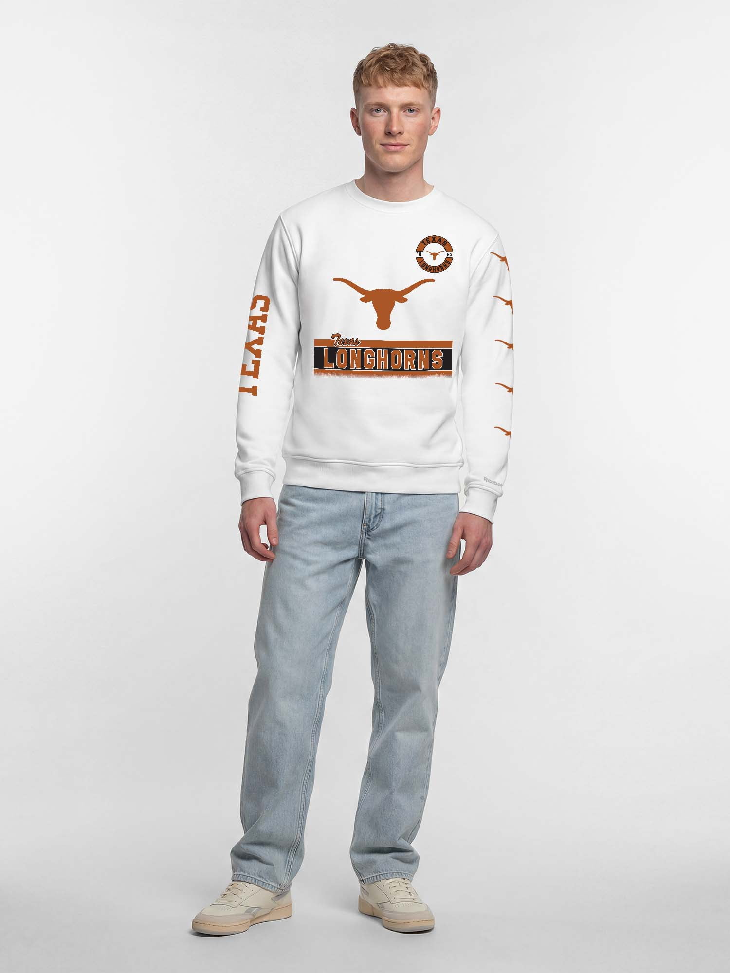 Texas Longhorns Reebok Mens White Crew Sweatshirt