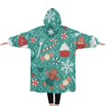 thumbnail image 2 of Oversized Wearable Blanket Hoodie,Green Christmas Baking Pattern Sherpa Blanket Hoodie with Super Pockets,Super Warm Fuzzy Pullover for Women & Men, 2 of 6