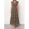 thumbnail image 6 of PRETTYGARDEN Women's Boho Floral Maxi Dress Summer Smocked V Neck Ruffle Sleeve Spring Flowy Beach Vacation Sundresses, 6 of 6