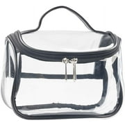 Heldig Heavy Duty Clear Cosmetic Bag, Waterproof Transparent Travel Makeup Toiletry Organizer Bag (Black)