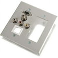 thumbnail image 3 of C2G VGA, 3.5mm Audio, Composite Video and RCA Stereo Audio Pass Through Double Gang Wall Plate with One Decorative Style Cutout and One Keystone, Brushed Aluminum, 3 of 4