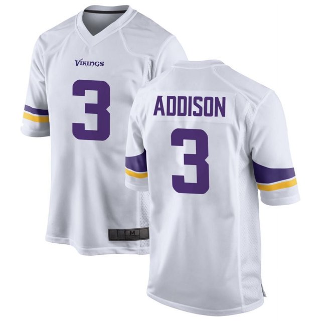 Youth Minnesota Addison 3 White Stitched Game Player T-shirts, Medium