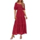 thumbnail image 1 of Vestido PRETTYGARDEN Verano 2025 Midi Cuello Cuadrado Rojo XXL, 1 of 6