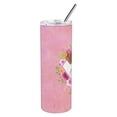 thumbnail image 2 of Brittany Spaniel Pink Flowers Double Walled Stainless Steel 20 oz Skinny Tumbler, 2 of 4